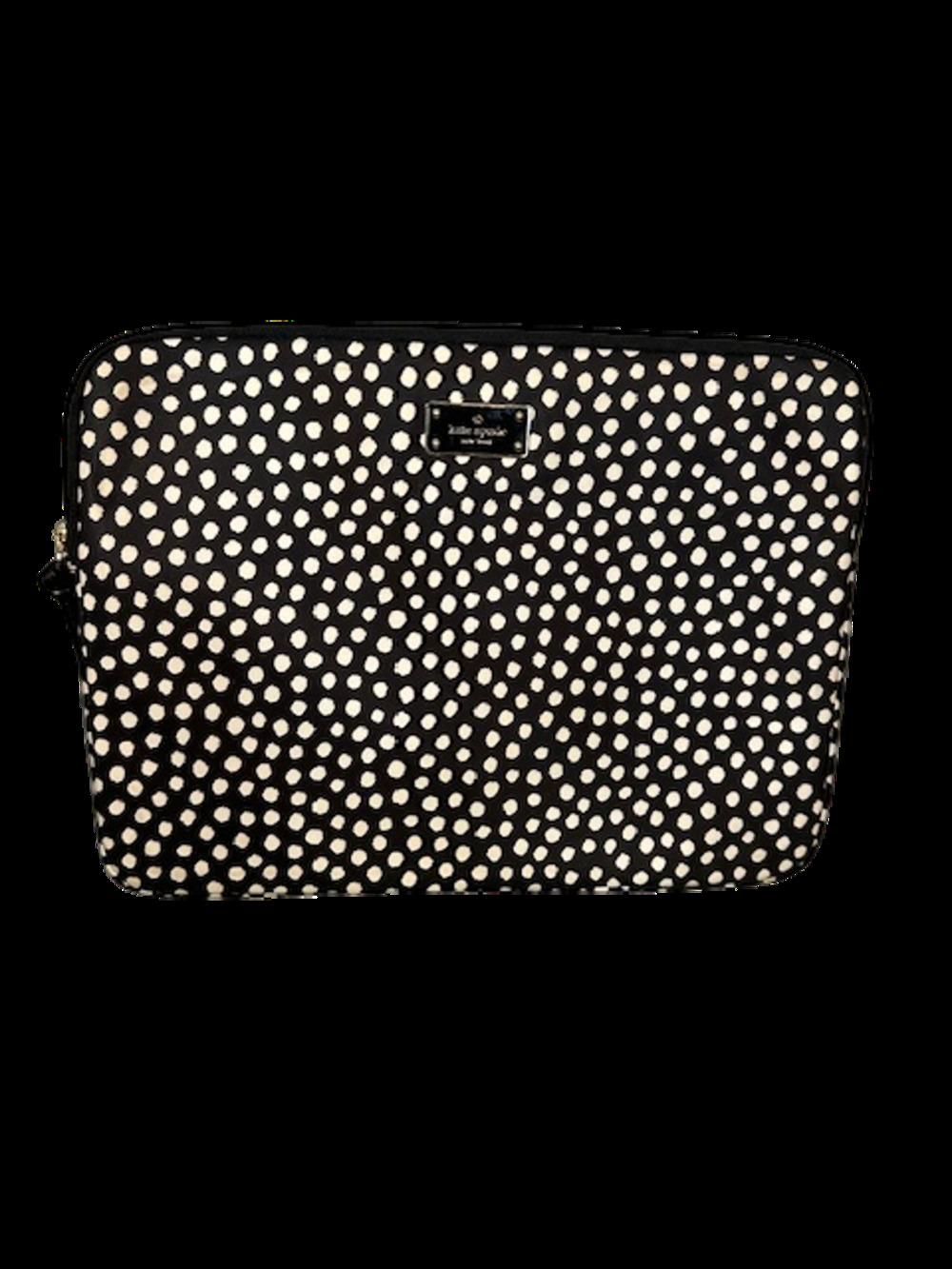 Kate Spade Black White Polka Dot Nylon Half Zip Laptop Case Sleeve Women